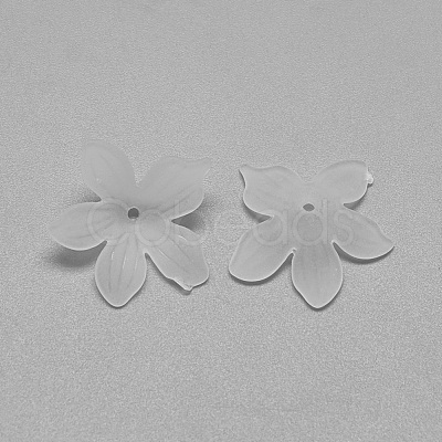 5-Petal Transparent Acrylic Bead Caps X-FACR-S015-SB518-1