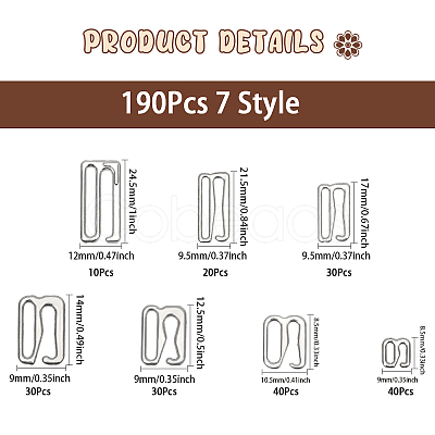 CHGCRAFT 190Pcs 7 Style Alloy Slider Buckles DIY-CA0006-03P-1