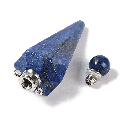 Dyed Natural Lapis Lazuli Faceted Cone Openable Perfume Bottle Big Pendants G-L524-18P-09-1