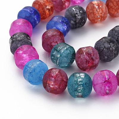 Transparent Crackle Glass Beads Strands FGLA-T004-02-1