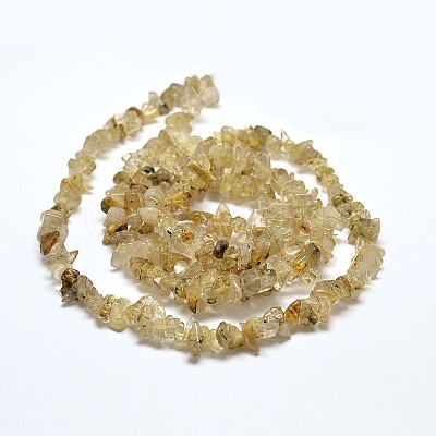 Chip Natural Gold Rutilated Quartz Beads Strands G-N0134-29-1