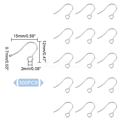 Unicraftale 300Pcs 316 Surgical Stainless Steel Earring Hooks STAS-UN0044-31-1