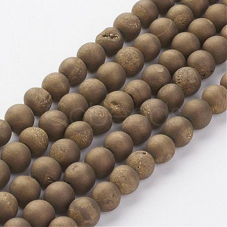 Electroplated Natural Agate Bead Strands G-P222-11-1