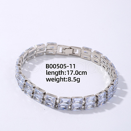 Brass Rhinestone 2-Strand Rectangle Link Bracelets for Women XO6953-7-1