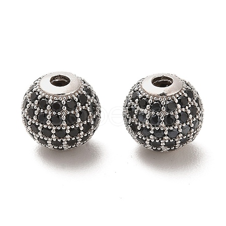 Rhodium Plated 925 Sterling Silver Micro Pave Cubic Zirconia Beads STER-H110-24C-04P-1