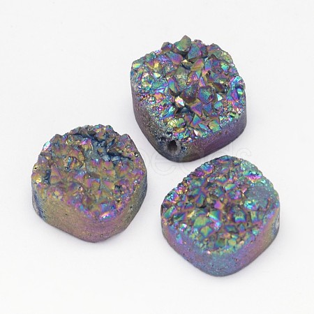 Electroplated Natural Druzy Quartz Crystal Beads G-G888-03D-1
