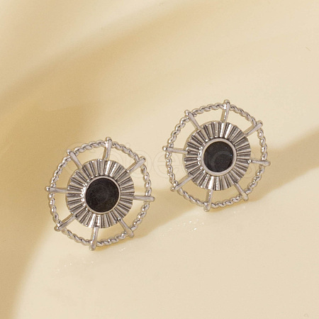 Vintage French Style Stainless Steel Sun Stud Earrings BK1028-1-1