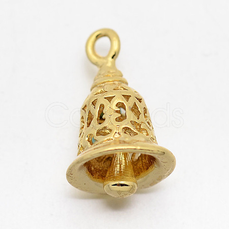 Brass Bell Pendants KK-F0293-09-1