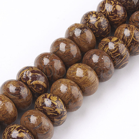 Natural Wood Lace Stone Bead Strands G-O162-15-8x12mm-1