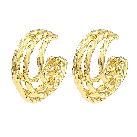 Rack Plating Brass Multi Lines Cuff Earrings EJEW-D069-05G-1