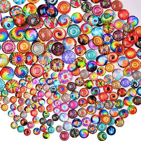 280Pcs 4 Styles Flat Back Glass Cabochons sgGGLA-SZ0001-32-1