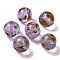 Handmade Transparent Lampwork Beads, Round, Plum, 11.5~12.5mm, Hole: 2~2.5mm