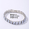 Brass Rhinestone 2-Strand Rectangle Link Bracelets for Women, Platinum 7-1/2 inch(19cm)