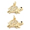 Brass Pave Clear Cubic Zirconia Pendants, Tortoise, with Jump Ring, Tortoise, 13x20x3mm, Hole: 5mm