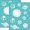 Self-Adhesive Silk Screen Printing Stencil, for Painting on Wood, DIY Decoration T-Shirt Fabric, Turquoise, Planet Pattern, 195x140mm