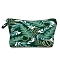 Leaf Pattern Polyester Waterpoof Makeup Storage Bag, Multi-functional Travel Toilet Bag, Clutch Bag with Zipper for Women, Medium Sea Green, 22x18cm