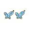 Ion Plating(IP) 304 Stainless Steel Enamel Pendants, Butterfly Charm, Golden, Light Sky Blue, 12.5x16x2mm, Hole: 1.5mm