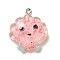 Marine Animal Series Resin Pendants, With Platinum Iron Loop & Glitter, Shell Shape, 25.5x21.5x6.5mm, Hole: 1.8mm