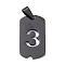 304 Stainless Steel Pendants, Rectangle with Number, Electrophoresis Black, Num.3, 27.5x14.5x1.5mm, Hole: 7.5x3mm