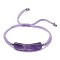 Curved Rectangle Natural Amethyst Adjustable Nylon Cord Braided Bead Bracelets for Women Men, Inner Diameter: 1-1/4~3-1/8 inch(3.2~8cm)