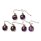 Natural Amethyst Dangle Earrings, Golden Brass Drop Earrings for Women, Square, 25.5x12mm