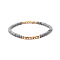 Gold-tone Miyuki Elastic Crystal Beaded Bracelet with Acrylic Tube Beads