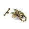 Alloy Toggle Clasps, Cadmium Free & Nickel Free & Lead Free, Flower, Antique Bronze, 21x5x2.5mm