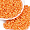 Opaque Baking Paint Glass Seed Beads, Round Hole, Cylinder, Orange, 4x5.5mm, Hole: 1.8mm, about 2500pcs/pound