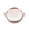 201 Stainless Steel Cabochon Connector Settings, Plain Edge Bezel Cups, Flat Round, Rose Gold, Tray: 30mm, 32x42x2mm, Hole: 3mm