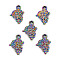 Autumn Theme Rainbow Color Alloy Pendants, Cadmium Free & Nickel Free & Lead Free, Grape, 18x12x3.5mm, Hole: 1.8mm