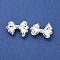 Rack Plating Alloy Beads, Bowknot, Silver, 18.5x21.5x6mm, Hole: 1.6mm