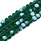 Transparent Glass Beads Strands, Faceted, Frosted, Half AB Color Plated, Rondelle, Sea Green, 8x6mm, Hole: 1mm, about 64~65pcs/strand, 40~41cm