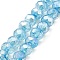 Spray Painted Imitation Jade Glass Beads Strands, AB Color Plated, Faceted, Round, Deep Sky Blue, 4x3.5mm, Hole: 1mm, about 135pcs/strand, 18.90''(48cm)