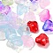 35Pcs Transparent Spray Painted Glass Pendants, Petal Shape Charms, Mixed Color, 15.5~16x15~15.5x6.5~7mm, Hole: 1.2mm