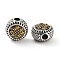 Brass Beads, Flat Round, Antique Silver & Antique Golden, 11.5x7.5mm, Hole: 3mm