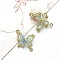 Butterfly Golden Alloy Pendants, with Hologram Resin & Resin Rhinestone, For DIY Jewelry Accessories, Light Sky Blue, 14x15mm