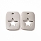 Non-Tarnish 201 Stainless Steel Charms, Rectangle with Hollow Out Star, Stainless Steel Color, 12.5x9x1mm, Hole: 0.5mm