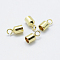 Brass Cord Ends, End Caps, Long-Lasting Plated, Column, Golden, 8~9.5x4mm, Hole: 1.5~2mm, 3mm inner diameter