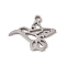 Non-Tarnish 304 Stainless Steel Finishing Polish Pendants, Bird Charm, Stainless Steel Color, 16.5x20x1.3mm, Hole: 1.6mm