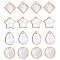 CHGCRAFT 16Pcs 4 Style Natural Capiz Shell Pendants, with Brass Edge Plated, Star & Flat Round & Rhombus & Teardrop, Mixed Color, 18~21x18~21x1~2mm, Hole: 1.2~1.5mm, 4pcs/style