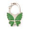 Glitter Butterfly Zinc Alloy Crystal Rhinestone Bag Hanger, Foldable Purse Hooks with Leather, Green Yellow, 70x49x10mm