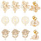 Beebeecraft 30Pcs 3 Style Brass Stud Earring Findings, with Horizontal Loops and 30Pcs Ear Nuts, Flower & Flat Round, Real 18K Gold Plated, 12~14.5x9~13mm, Hole: 1mm, Pin: 0.6mm, 10Pcs/style