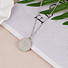 201 Stainless Steel Constellation Coin Pendant Necklace with Alloy Chains ZODI-PW0001-032J-1