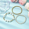 3Pcs 3 Styles 304 Stainless Steel & Resin & ABS Plastic Imitation Pearl Beaded Stretch Bracelet Sets BJEW-JB10874-2