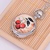 Alloy Flat Round with Pattern Printed Porcelain Openable Quartz Pocket Watch Pendant Necklace WACH-M126-M02-2
