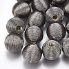 Wood Beads Covered with Polyester Cord Wire X-WOVE-S117-16mm-03-2