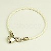 PU Leather Braided Charm Bracelets BJEW-JB00785-01-1