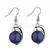 Natural Dyed Lapis Lazuli Dolphin Dangle Earrings with Crystal Rhinestone EJEW-A092-20P-10-2