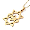 201 Stainless Steel David Star Pendant Necklace with Cable Chains NJEW-Q317-07G-3