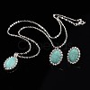 Trendy Synthetic Turquoise Pendant Necklaces and Ear Studs Jewelry Sets SJEW-JS00848-2